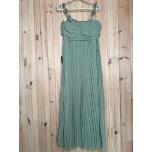 NWT Lulus Hera Sage Pleated Floral Applique Maxi Dress Bridesmaid Gala Size L thumbnail 6