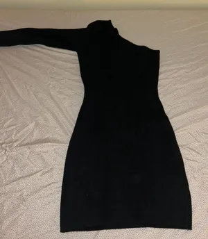 Abercrombie And Fitch Knit Sweater Black One Shoulder Dress thumbnail 1