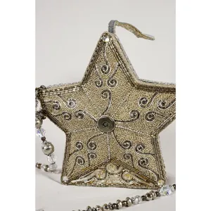 RARE Mary Frances Super Star Silver Gold Beaded Holiday Purse Handbag NEW!! thumbnail 4