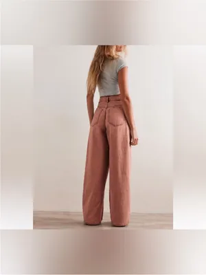 NWOT Free People We The Free CRVY Gia Wide-Leg Jeans - sand dune mauve - 27 thumbnail 4