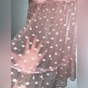 Romantic Sheer Pink Polka Dot Babydoll Lingerie – Size Large‎ thumbnail 5