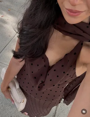 Zara Elegant Brown Polka Dot Halter scarf Dress evening party holiday thumbnail 11