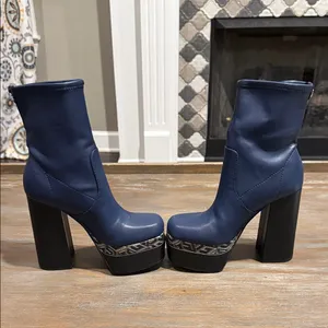 New Guess Women's Caballa Platform Block‎ Heel Boots Blue Size 6 Whimsigoth thumbnail 2