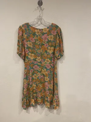 Petal + Pup Dress Womens 10 Multicolor Floral Puff Sleeve Ruffle Mini V Neck thumbnail 4
