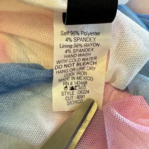 NWT Windsor Pink Blue Watercolor Ruched Mesh Bodycon Mini Dress Cutout Back Sm thumbnail 6