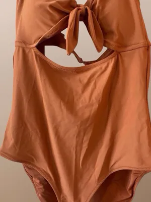 Aerie Swimsuit Copper Halter Knot Cutout One Piece Swimsuit Size Large thumbnail 8