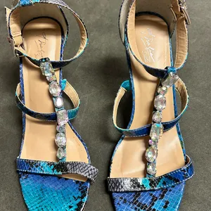 Thalia Sodi Blue and Black Strappy Heels thumbnail 1