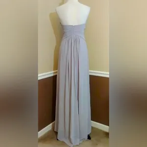 Minuet Maxi Dress Gray Pleated Chiffon Strapless Formal Gown Small from Modcloth thumbnail 5