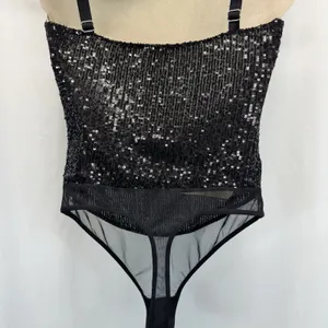 Intimately Free People Corset S Sparks Fly Shimmery Sequin Bodysuit Rocker Glam thumbnail 5