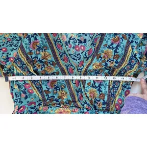 ZESICA Womens Teal Floral Wrap Dress Short Sleeve Boho‎ V-Neck Mini Dress S thumbnail 9
