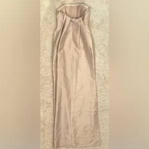 NEW Alfred Sung Strapless Satin Twill Column Gown Removable Train Sz 4 Champagne thumbnail 5