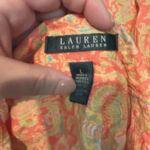 Lauren Ralph Lauren Orange Floral Long Roll Tab Sleeve Pockets Blouse‎ Large thumbnail 3
