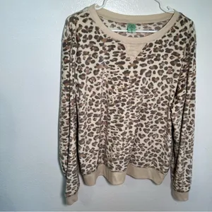Honeydew Women's Size XL Velour Sweatshirt Natural Leopard Animal‎ Print Beige thumbnail 6