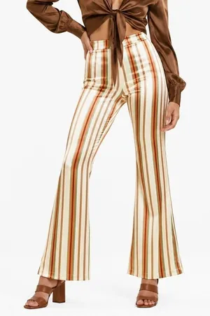 NWT Princess Polly Nina Striped Flare Pants Multi Color Retro 70s Boho Size 4 thumbnail 1
