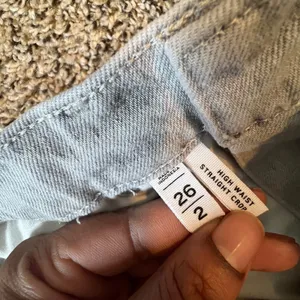 LOFT Womens Light Grey High Waist Straight‎ Crop Denim Jeans Size 26 2 thumbnail 3