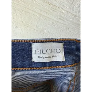 Pilcro and the Letterpress Anthropologie High Rise Straight Leg Raw Hem Jeans Dark Wash Blue Size 26 thumbnail 5