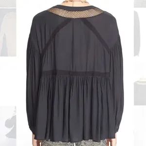 Free People 'Don't Let Go' Peasant Top black Goth fishnet vampire corset size S thumbnail 3
