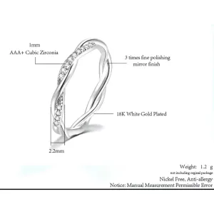 NEW 14k Rose Gold-Plated S925 Simulated Diamond Eternity Twist Ring, Size 7.5‎ thumbnail 10