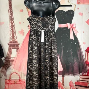 NSR Black Lace A-Line Midi Dress L thumbnail 9