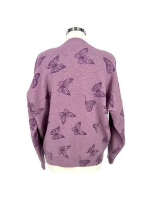 Le Lis Collection Butterfly Print Purple Oversized Sweater Size Medium thumbnail 7