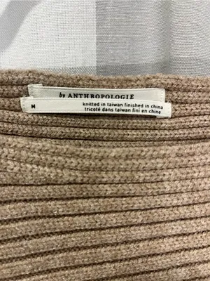 Anthropologie Ribbed Scoopneck Sweater - Taupe thumbnail 2