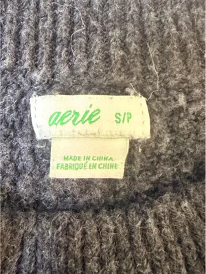 Aerie Oversized Waffle Knit Crew Neck Sweater Gray Size Small Cozy Pullover thumbnail 3