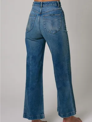 ROLLAS‎ Sailor Jean Sz 28 Pisces Blue Wide Leg High Rise thumbnail 3