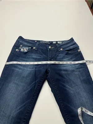 Miss Me Dark Blue Wash Embellished Back Flap Pocket Jeans Boot Womens 31 Denim thumbnail 10