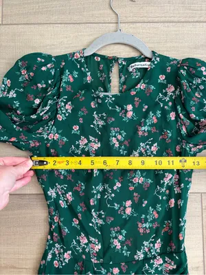 Reformation Juni Long Sleeve Emerald Green Floral Mini Dress Boho Cottage Core 2 thumbnail 9