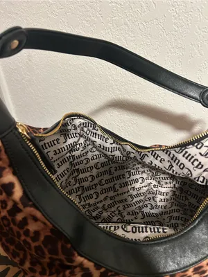NEW Juicy Couture Retro Glam Boho Leopard Cheetah Shoulder Bag Black Trim thumbnail 8