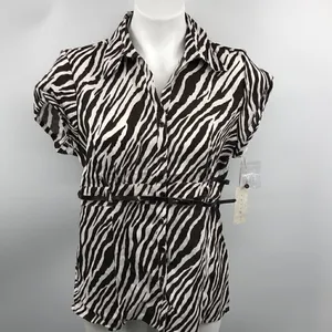 Tweeds large linen zebra print belted top Brown thumbnail 2
