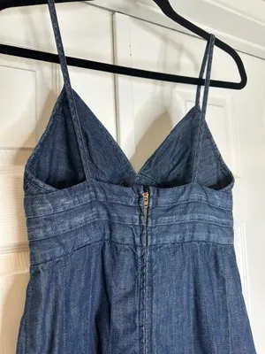 7 For All Mankind Denim Mini Dress Size Small 100% Cotton Y2K Spaghetti Strap thumbnail 6