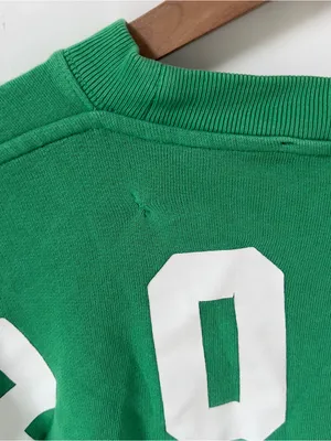 Ralph Lauren Polo Oversized Logo Fleece Crewneck in Bright Clover Green thumbnail 5