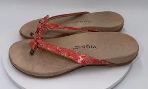 Vionic Bella II Coral Pink Floral Bow Orthotic Sandals Womens 11 Wide thumbnail 1