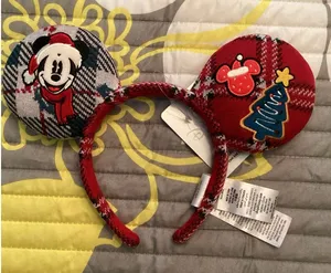 NWT Disney Parks Spirit Jersey Mickey Mouse Holiday Knit Sweater Ear Headband thumbnail 1