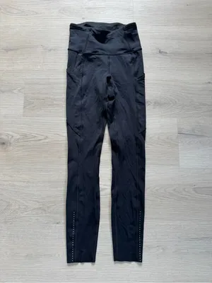 Lululemon Fast and Free black reflective running leggings thumbnail 2
