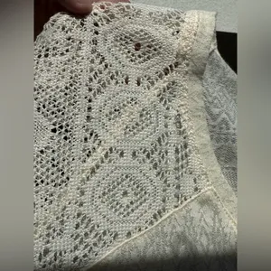 Self Esteem Boho Burnout Lace Top Womens XL Ivory‎ Excellent Geometric V-Neck thumbnail 4