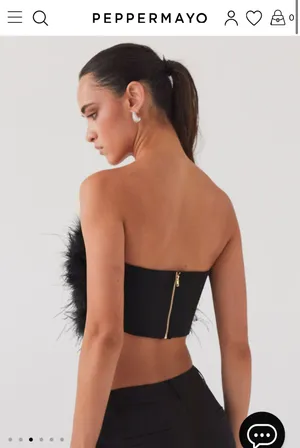 - The Night Is Ours Feather Crop Top thumbnail 2