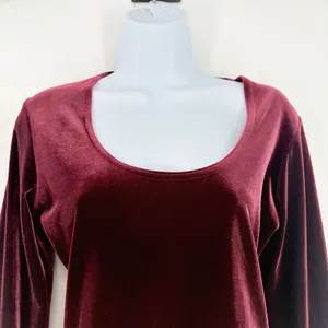 Vtg Gantos 90s Velvet Burgundy Long Sleeve Top Sz S Y2K Dark Romantic Holiday thumbnail 3
