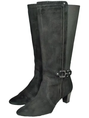 Black Suede Knee-High Boots Sz 7.5 thumbnail 1