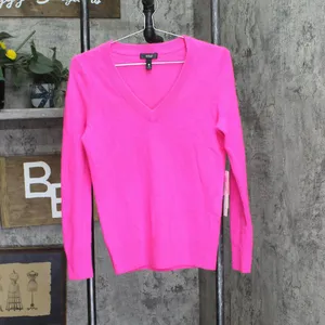 NWT Aqua Womens Pullover Cashmere V-Neck Sweater V11027 Neon Pink XS thumbnail 2