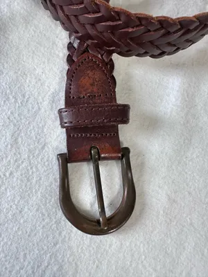 Vintage Brown Leather Belt Braided Woven Women 36 Adjustable Preppy Hippie thumbnail 9