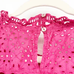 Maeve Anthropologie Womens Feminine Raspberry Eyelet Ruffle Tilly Blouse Size 8‎ thumbnail 7