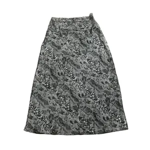 Free People Women's Midi Satin Slip Skirt Snake Skin Print Size 6 Gray thumbnail 3