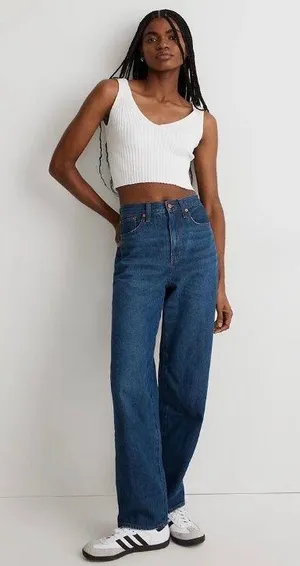 Madewell ‼️ Baggy Straight Jeans in Dark Worn Indigo Wash‼️ thumbnail 1