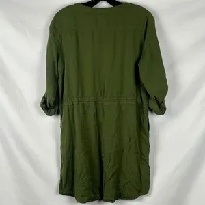 Altar’d State Olive Green Long Sleeve Drawstring Dress Medium thumbnail 2