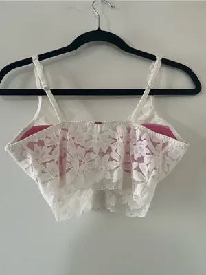 Pink Victoria's Secret White Floral Lace Underwire Bustier Bralette Medium thumbnail 3