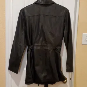 Nine West Black Leather Jacket with BeltSize L thumbnail 6