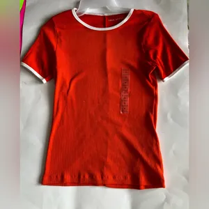 [Free Assembly] Women's Round Neck Short Sleeve T Shirts Orange Size M thumbnail 3