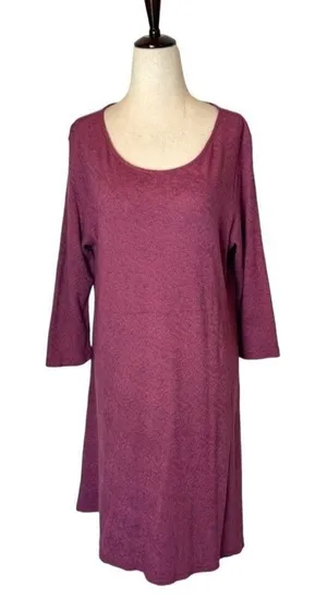 Cut Loose Dress Women Large Pink Mauve Lace Like Pattern Long‎ Sleeve Mini Boho thumbnail 1